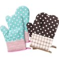 thumbnail image 1 of Guantes de horno resistentes al calor, 2 pares de guantes de horno, cocina, guantes de horno, guantes de cocina de algodón, guantes para hornear, hornear, asar a la parrilla, 1 of 6