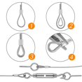 thumbnail image 3 of (10 m) Kit para colgar cuerda de acero inoxidable 304, cable de acero inoxidable recubierto de nailon, tensor de cable de acero de PVC, para cuerda de tienda, tendedero, candelabro de exterior, 3 of 4