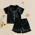thumbnail image 2 of GXWEA Pjs For Girls Cute Outfits For Girls Girls Pajamas Satin Pajama Set Silk Pjs Short Sleeve Sleepwear Black, 2 of 3