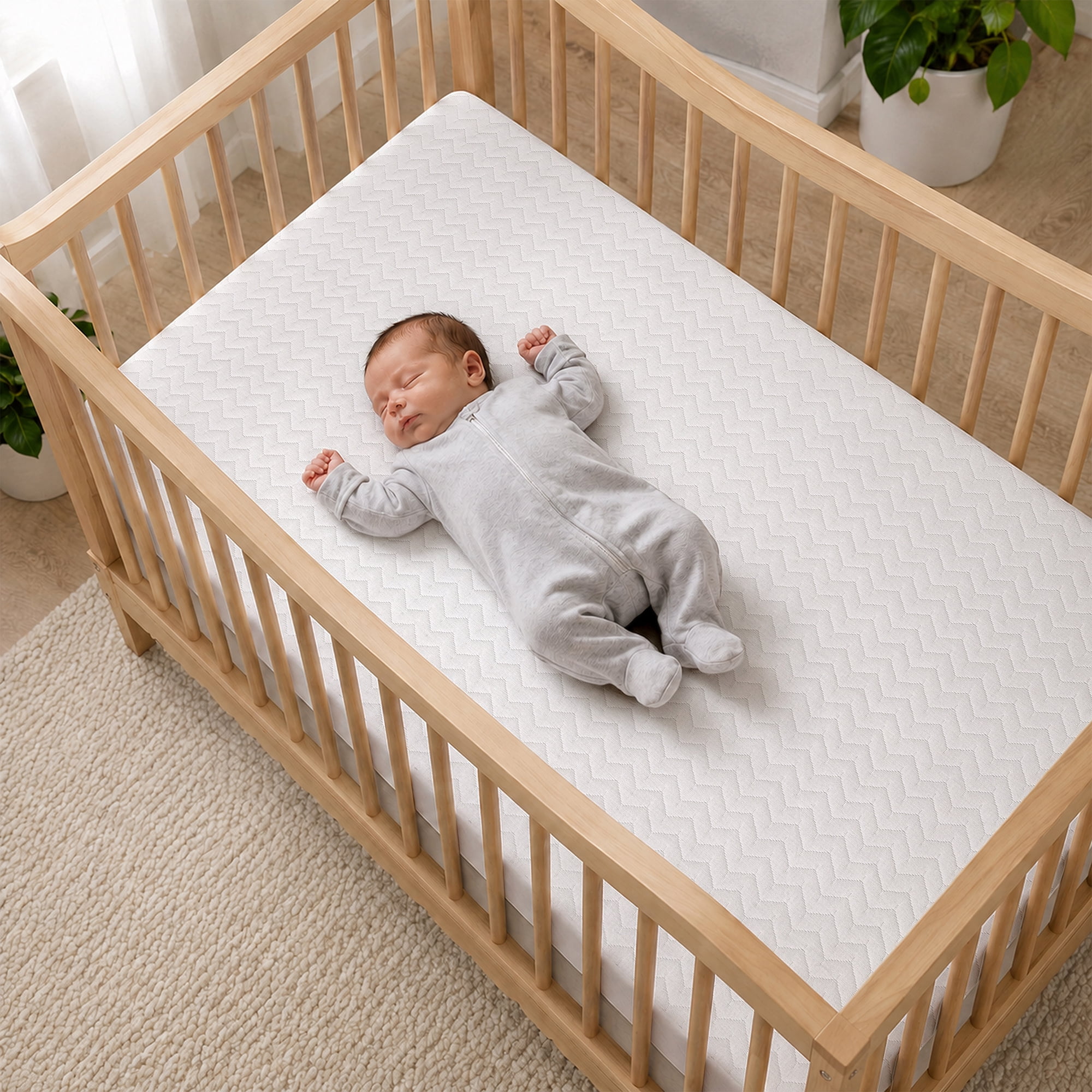 Dream On Me Baby Swan 5" Premium Full-Size Crib & Toddler Mattress, GREENGUARD Gold & BSA Certified, Water-Resistant, Machine Washable Cover