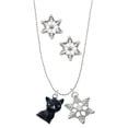thumbnail image 1 of Delight Jewelry Resin Black Cat Silver tone Snowflake Charm Necklace and Stud Earrings, 1 of 4
