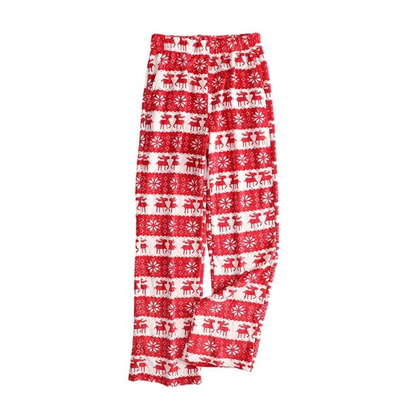Hngshg Christmas Pajama Pants for Women Fleece Fuzzy Lounge Pants Elastic Waist Straight Leg Sleep Pants with Pockets
