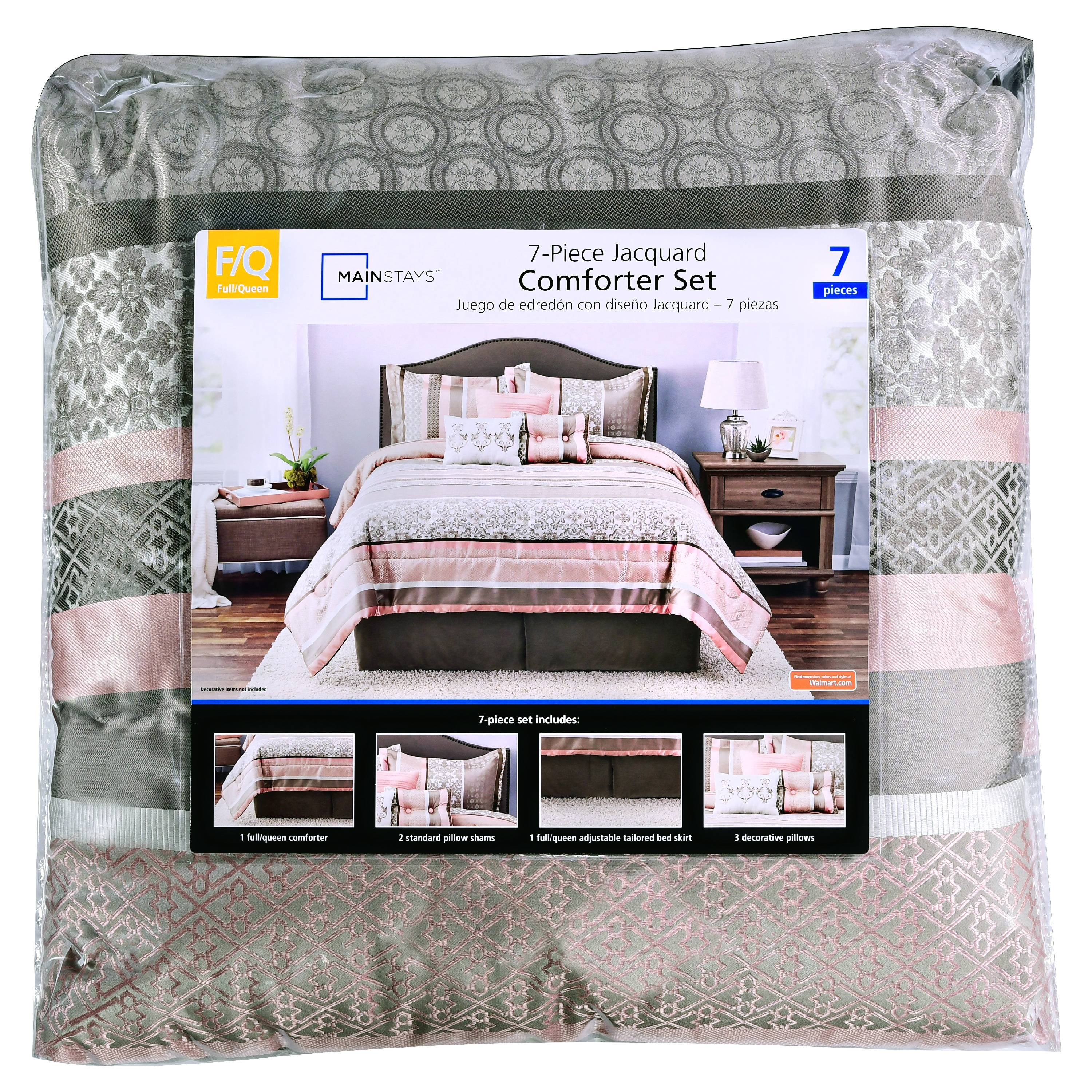 Mainstays Full Or Queen Jacquard Multi Color Stripe Comforter Set
