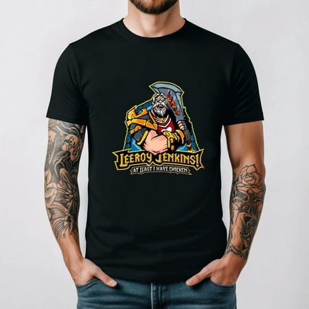 Leeroy Jenkins Meme Gaming Legend Retro Humor World Of Warcraft Unisex T-Shirt for men & women up to size 5XL.