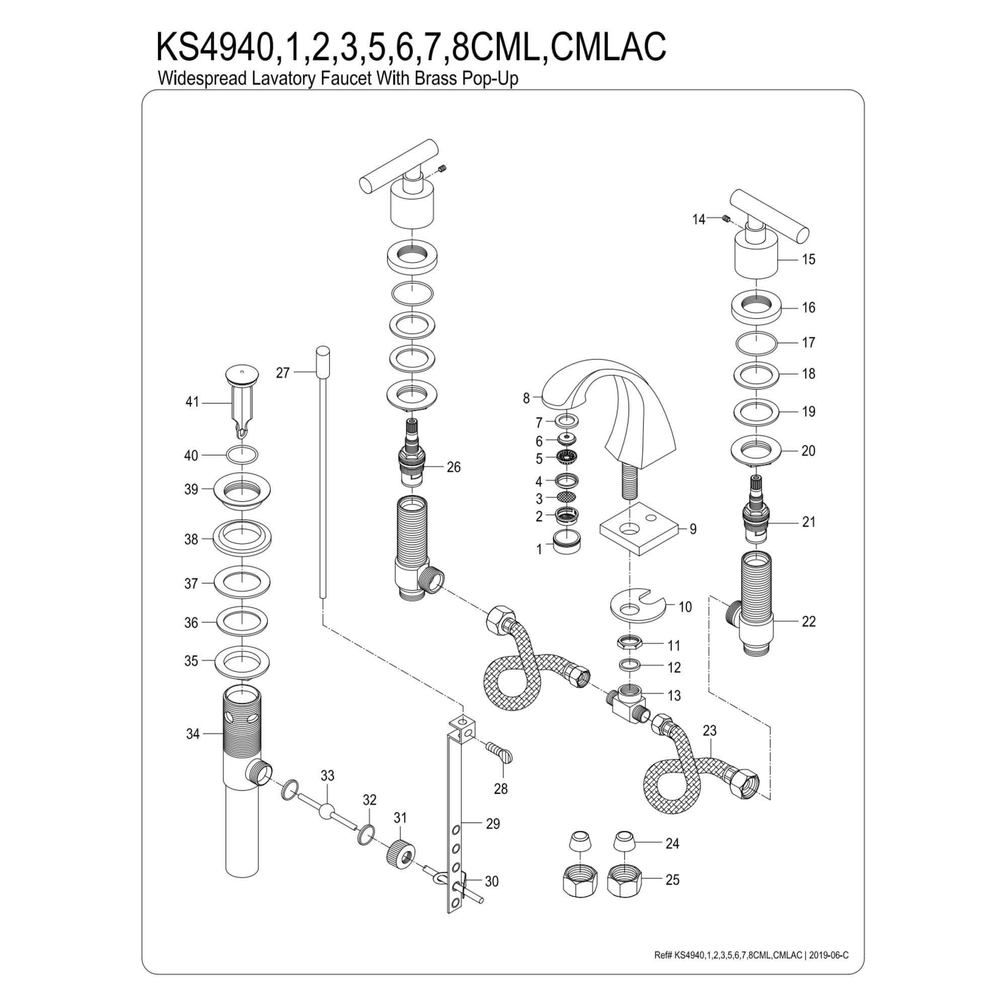 Kingston Brass KS4947CML Manhattan Widespread Bathroom Faucet with Brass Pop-Up, Brushed Brass