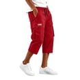 thumbnail image 6 of Domuza Men's Cargo Shorts 3/4 Relaxed Fit Below Knee Work Shorts Drawstring Elastic Waist Hiking Shorts with Pockets Wine XL, 6 of 7