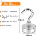 thumbnail image 2 of Magnetic Hooks Heavy Duty  28Lbs Strong Rare Earth Neodymium Magnets with Hooks for Hanging, 2 of 7