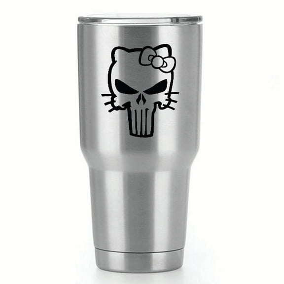 Hello Punisher Kitty |Single Yeti Decal | 3-Inch Black Vinyl Decal