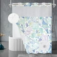 thumbnail image 5 of Zrodlmo Nautical Coastal No Hook Fabric Shower Curtain, Blue White Shell Bathroom Curtain,72" x 74",Yellow, 5 of 10