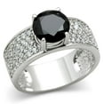 thumbnail image 1 of Women Rhodium Brass Ring with AAA Grade CZ in Jet - Size 6, 1 of 1