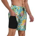 thumbnail image 3 of Picia Cute Pineapples pattern Mens Swim Trunks with Compression Liner Stretch Beach Shorts Quick Dry with Zipper Pockets No-Chafing Board Shorts-XX-Large, 3 of 9