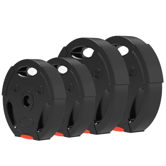 Soozier 1" Weight Plates Set - 22lb & 11lb Barbell Weights for Home Gym Strength Training, Black, Polypropylene Bumper Plates