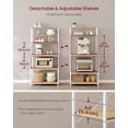 thumbnail image 3 of Coffee Bar, 31.5 Inches Bakers Rack for Kitchen with Storage, 6-Tier Kitchen Shelves with 6 Hooks, Microwave Stand, Industrial, Oak Colour and White, 3 of 8