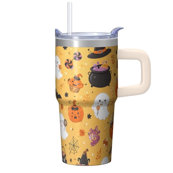 Fall Thanksgiving 20oz Friendsgiving Beverage Cup, Insulated Stainless Steel Tumbler With Handle And Straw