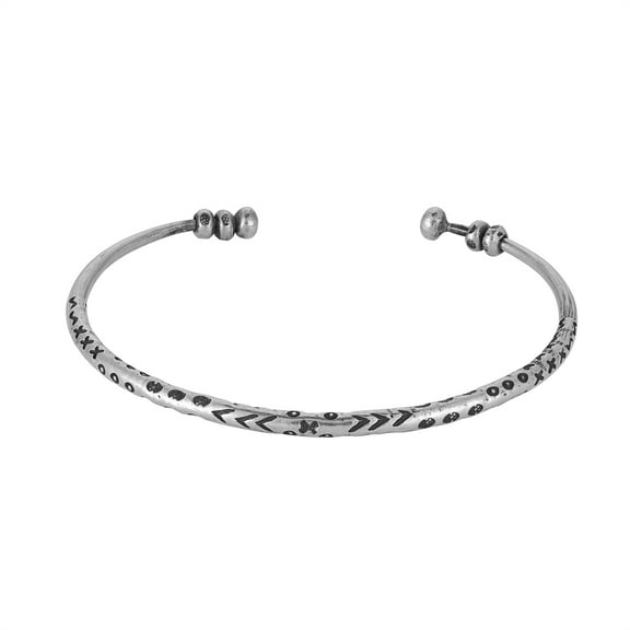 81stgeneration Women's 999 Pure Silver Karen Hill Tribe Torque Patterned Adjustable Bangle Bracelet