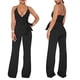 thumbnail image 4 of Mono de mujer de color liso con cuello halter en V y cordones - Conjunto informal elegante para fiesta/día a día - Tejido elástico, 4 of 6