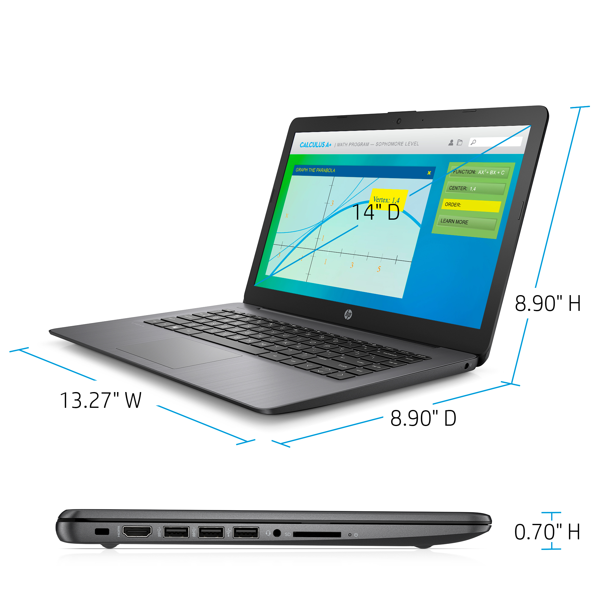 HP Stream 14" Celeron 4GB/64GB Laptop-Brilliant Black - image 2 of 10