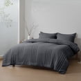 thumbnail image 2 of HIG 7‑Piece Bed in a Bag Comforter Set, Solid Light Dark Gray Vertical Channel Quilted, Soft Microfiber All‑Season Bedding with Sheets & Pillow Shams, King Size, 2 of 8