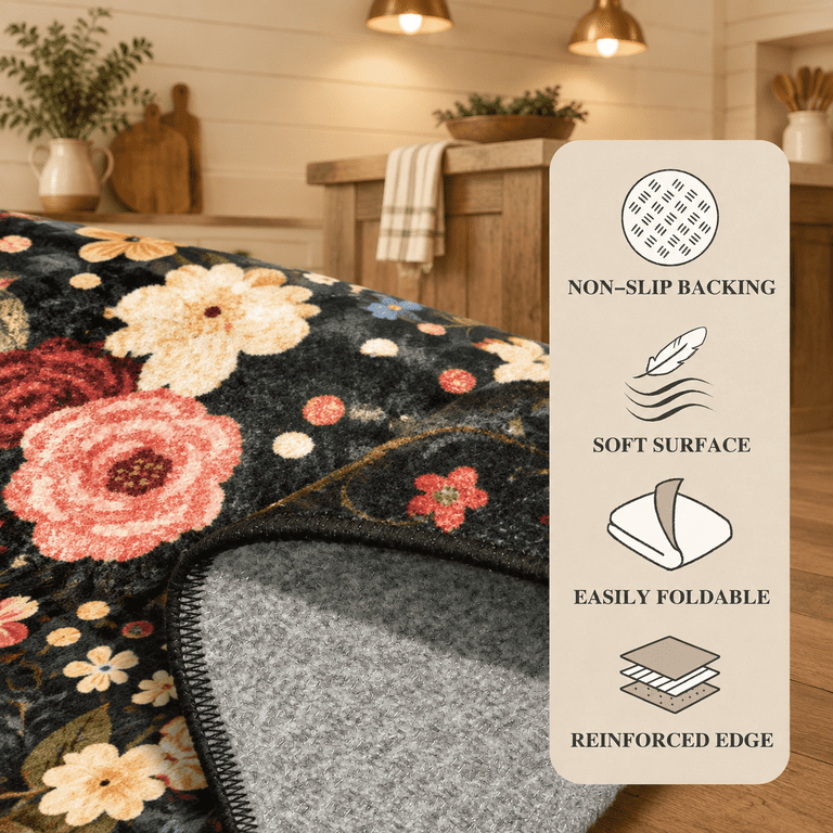 Black Rugs 6x9 Washable Area Rug Black Boho Flfor Living Room Bedroom - Walmart.com