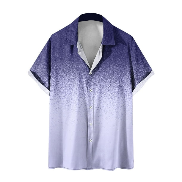 Camisas de Manga Larga para Hombres Blusa Cómoda de Cuello de Impresión, Camisa Casual de Poliéster para Uso Diario, de Fiesta Y de Primavera de Verano