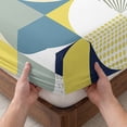 thumbnail image 3 of Full Size Fitted Sheet Set - Yellow Geometric 3 Piece Bedding Sets 16" Deep Pocket Fitted Sheet with 2 Pillowcases Middle Century Modern Abstract Art Brushed Microfiber Hotel Luxury Bed Sheets, 3 of 9