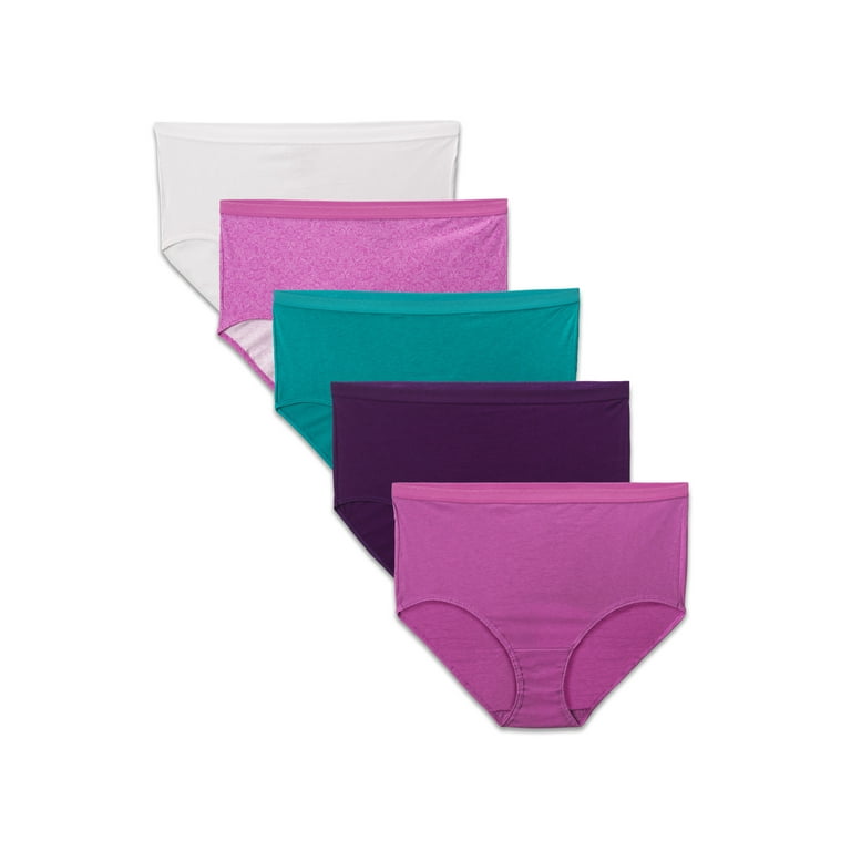 Fit for Me by Fruit of the Loom Women's Cotton Briefs, 5 Pack Plus Size  Panties