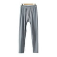 thumbnail image 2 of Men Pants Elastic Waist Double-Sided Brushed Thermal Insulation Long Johns Solid Color Mountaineering Vacation Travel Work School Bottoming Trousers, 2 of 7