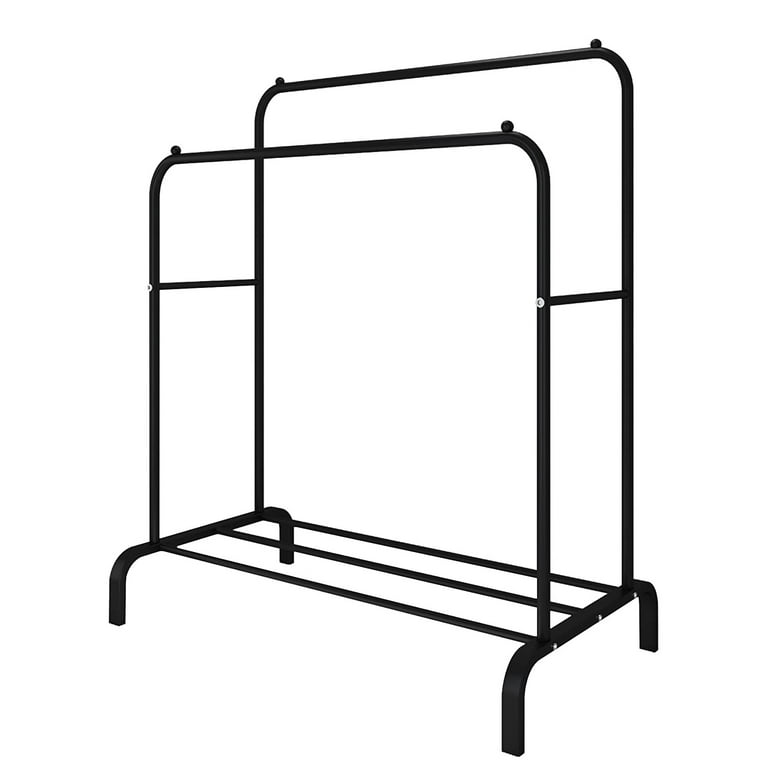 TEJANO Double Clothing Rack with Wheels and Shelf (Steel)