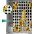 thumbnail image 3 of Yellow Sunflower Gnome Shower Curtain Black White Buffalo Check Shower Curtains for Bathroom Curtain Sets with Hooks Waterproof Fabric Bath Curtain Extra Long 84" x 72", 3 of 6