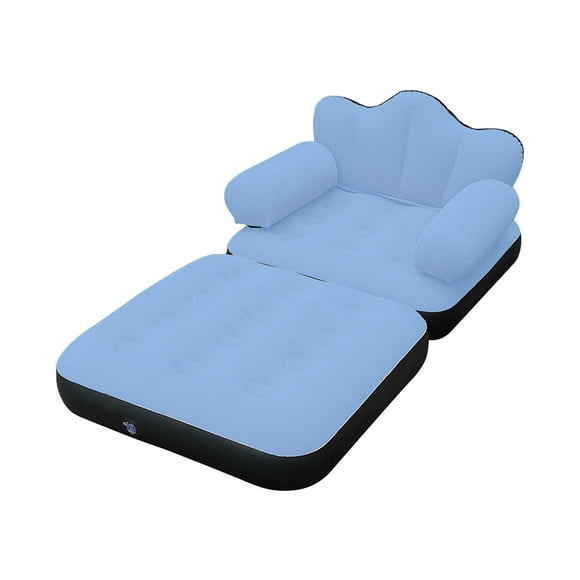 Sofá Inflable con Respaldo Elevado y Reposabrazos Plegables Colchón Extraíble de PVC Flocado Impermeable Fácil de Almacenar y Transportar Adecuado para Sala de Estar y Vacaciones de Azul