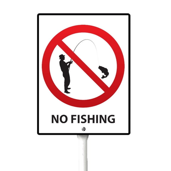 Eveokoki No Fishing Yard Sign with Stake 8x12inch Yard Decoration Rustproof Outdoor Aluminum Sign for Yard Garden Lawn Street Outdoor