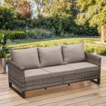 thumbnail image 3 of Gymojoy Patio Sofa, All Weather Outdoor Rattan Wicker 3-Seat Sofa High Back Couch with Premium Cushions for Garden Backyard Porch, 3 of 10
