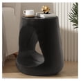 thumbnail image 3 of SONGMY Hollow MGO Accent Side Table, Unique Modern End Table with Wide Pedestal & Tabletop, Small Drink Tables for Living Room, Bedroom Night Stand Bedside Table, No Assembly Required, Black, 3 of 7