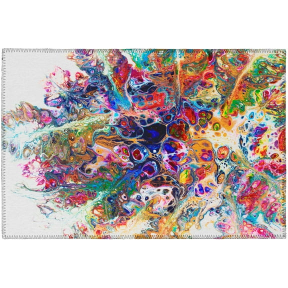 Karina Multi-color Contemporary Artistic Color Splash 1'8" x 2'6" Non-Skid Accent Rug