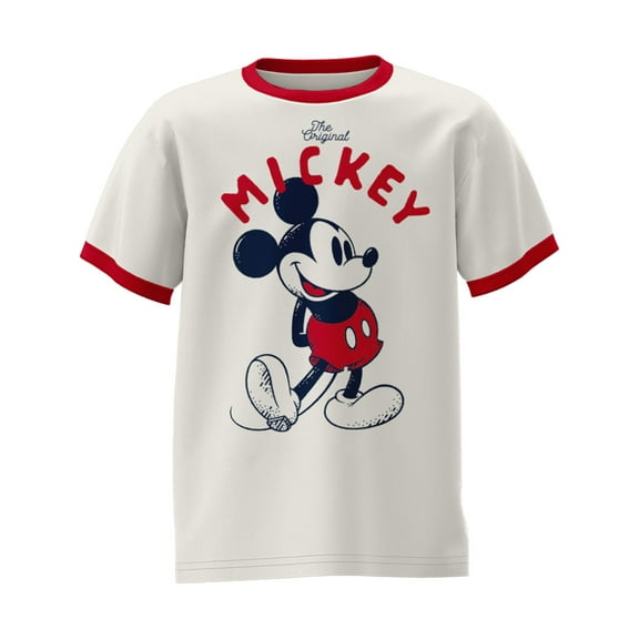 Disney Boys Mickey Mouse Cotton Graphic Ringer Tee, Sizes XS-XL