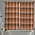 thumbnail image 2 of Red Plaid Window Curtains 84 Inch Length, Farmhouse Rustic Brown Beige Checkered Rod Pocket Window Treatment Kitchen Drapes for Bedroom, Cafe, Living Room, 2 Panels, 52 W x 84 L, 2 of 4