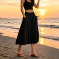 thumbnail image 6 of Aboser Women's Wide Leg Capri Pants Summer Casual Lounge Culottes Plus Size Flowy Capris Elastic High Waisted Cropped Trousers Loose Fits Travel Vacation Pants with Pockets, 6 of 6