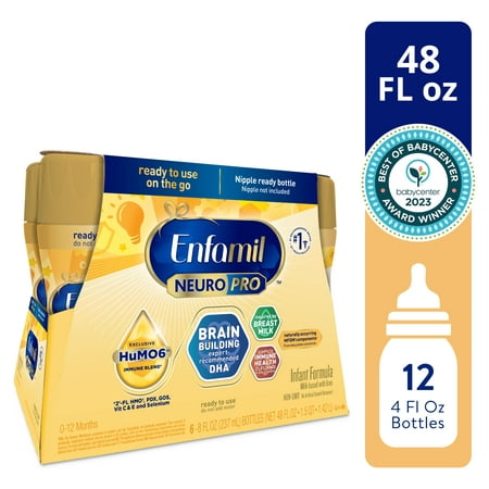 Enfamil NeuroPro Baby Formula, Milk-Based Infant Nutrition, MFGM* 5-Year Benefit, Expert-Recommended Brain-Building Omega-3 DHA, Exclusive HuMO6 Immune Blend, Non-GMO, 8 Fl Oz, 6 Count