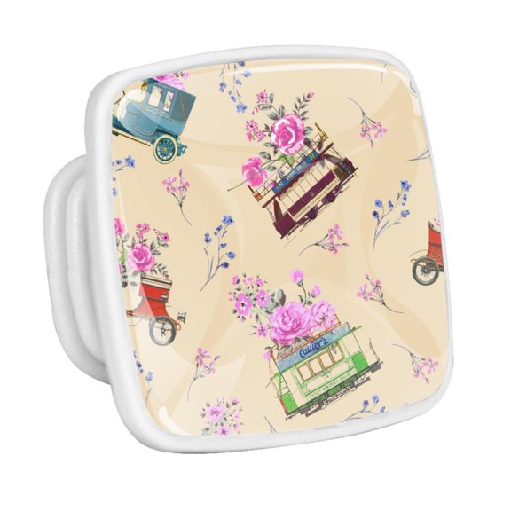 4PCS Square Cabinet Fluorescence Knob Glowing in the Dark Furniture Drawer Pulls Handle with Screws Car and Flower