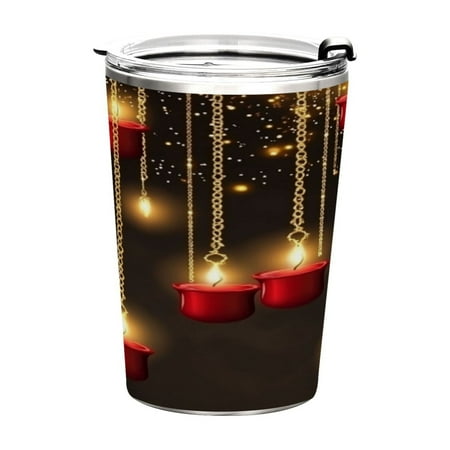 

11oz Straw Mugs with Handle and Straw Lid Sports Mugs Car Mugs Red Candles and Golden Chains