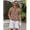 thumbnail image 4 of COOFANDY Men's Knit Shirts Short Sleeve Button Down Polo Shirt Striped Casual Summer Beach Shirts, 4 of 6