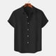 thumbnail image 1 of Ceisia Men's Solid Color Loose Fit Short Sleeve Button Down Shirt for Casual & Vacation Wear Black M Gifts, 1 of 9