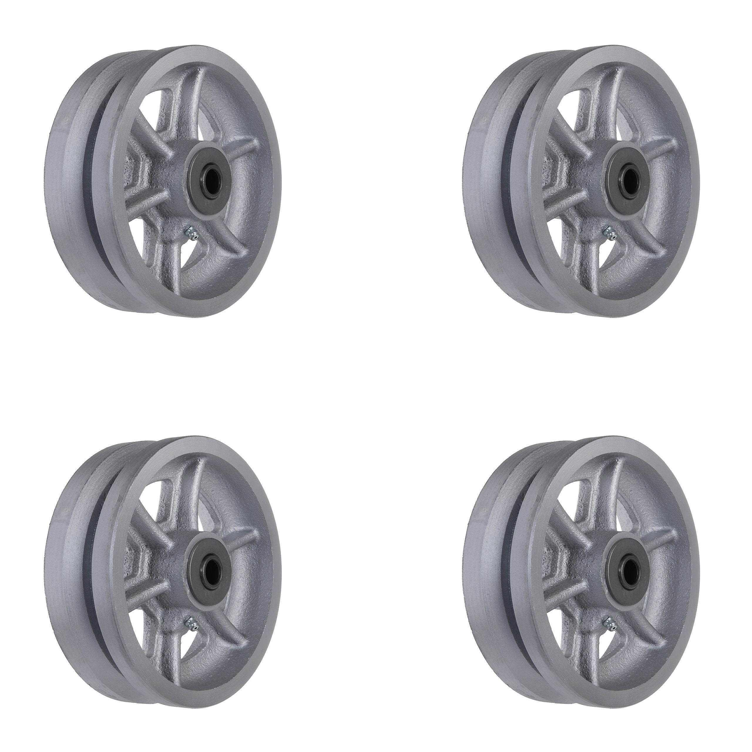 SY America 6"x2" Cast Iron V Groove Caster Wheel with Straight Roller