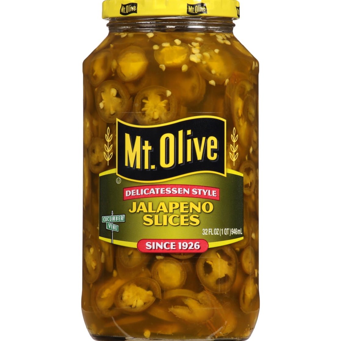 (6 pack) Mt. Olive Deli Style Jalapeno Pepper Slices, 32 fl oz jar