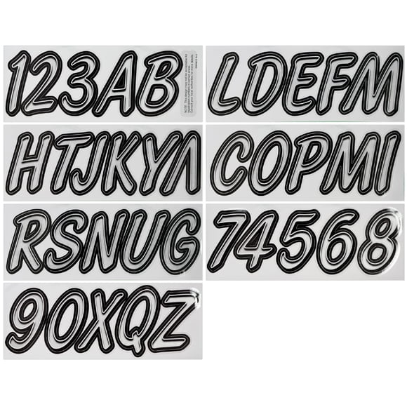Hardline Products Series 400 Factory Matched 3-Inch Boat & PWC Registration Number Kit, Silver/Black - SIBKG400