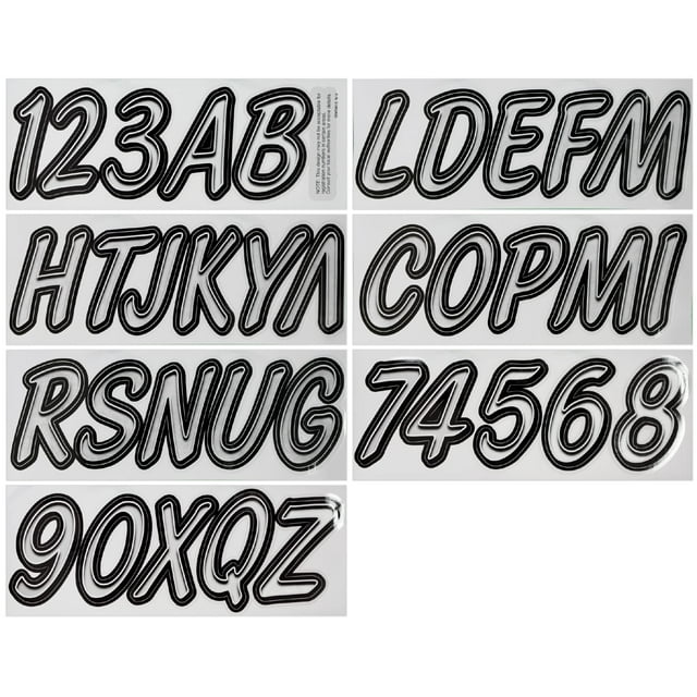 Hardline Products Series 400 Factory Matched 3-Inch Boat & PWC Registration Number Kit, Silver/Black - SIBKG400