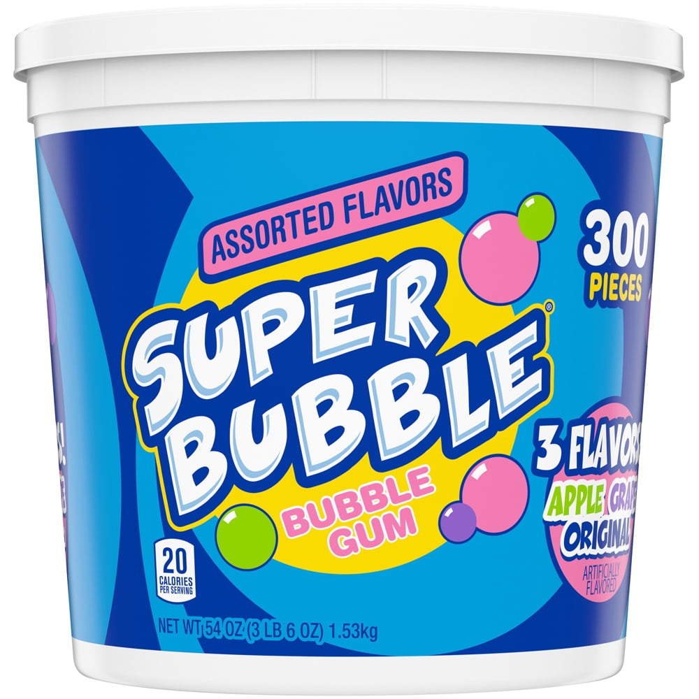 Super Bubble Grape, Apple and Original Assorted Bubble Gum, 54 Oz, 300