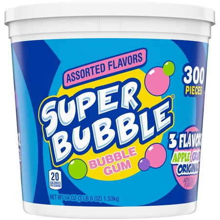 Super Bubble Grape, Apple and Original Assorted Bubble Gum, 54 Oz, 300 Count