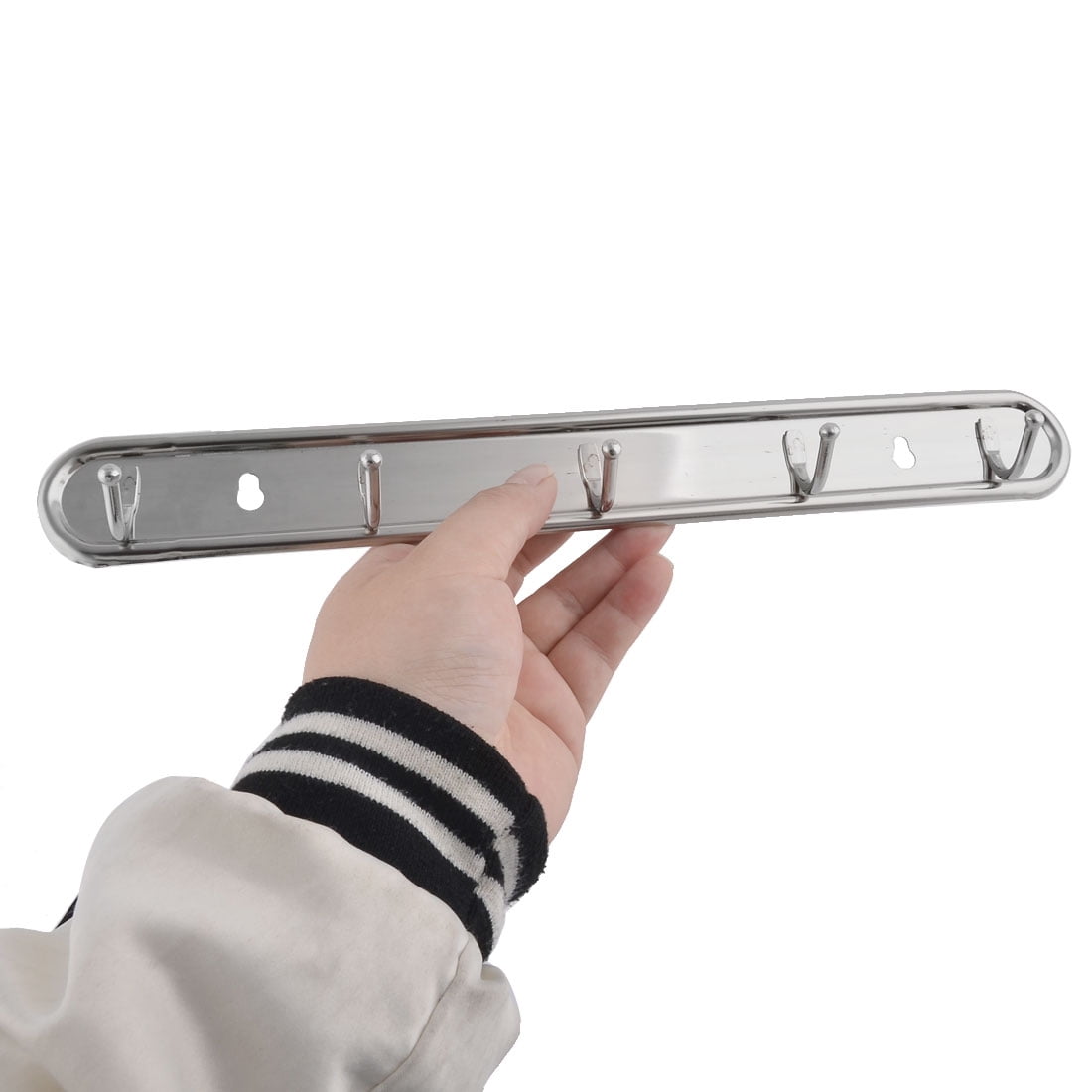 Unique Bargains Bedroom Washroom Wall Mounted 5 Hooks Towel Hat Coat Hanger Rack 2PCS