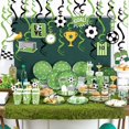 thumbnail image 5 of Vajilla para fiesta de cumpleaños de fútbol Banner de feliz cumpleaños 16 vasos de papel, 16 platos de papel, 20 pajitas, 24 adornos para tartas, 24 espirales Accesorios para fiestas de cumpleaños, 5 of 5